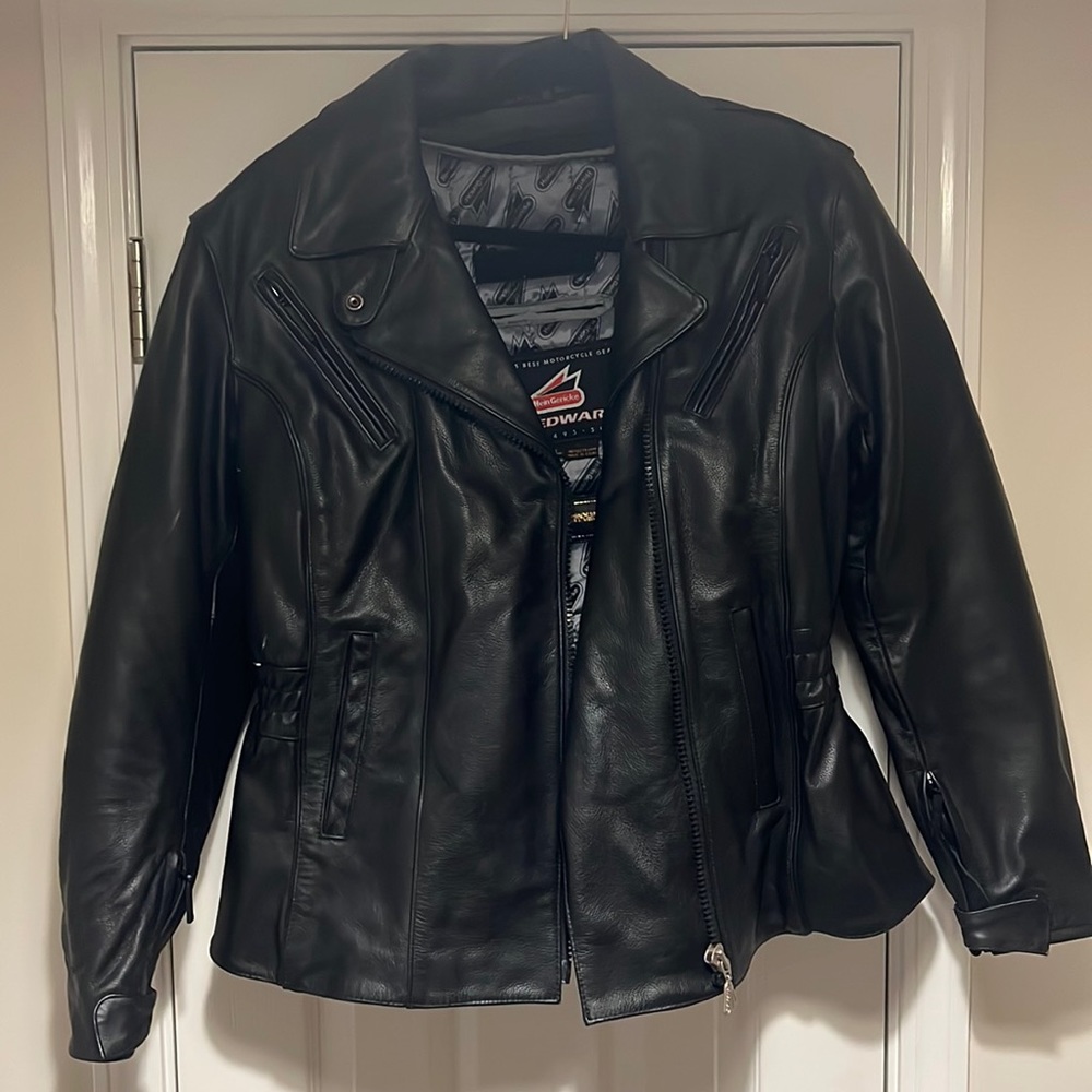 HeinGericke speedware leather riding jacket with pads inside and removable liner